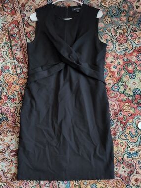 Brooks Brothers Black Sleeveless Twist-Front Midi Dress